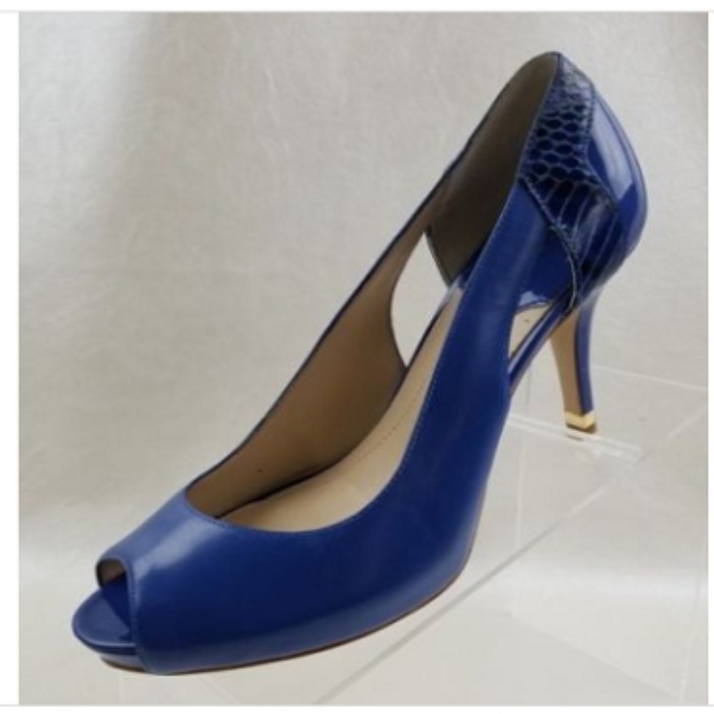 Marc Fisher Peep Toe Cobalt Blue Leather Heels 9M